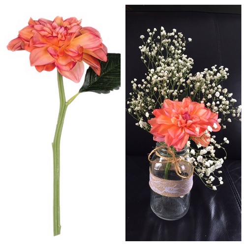 Dahlia - Coral - Greenery & Floral - faux oral colored flowers for rent